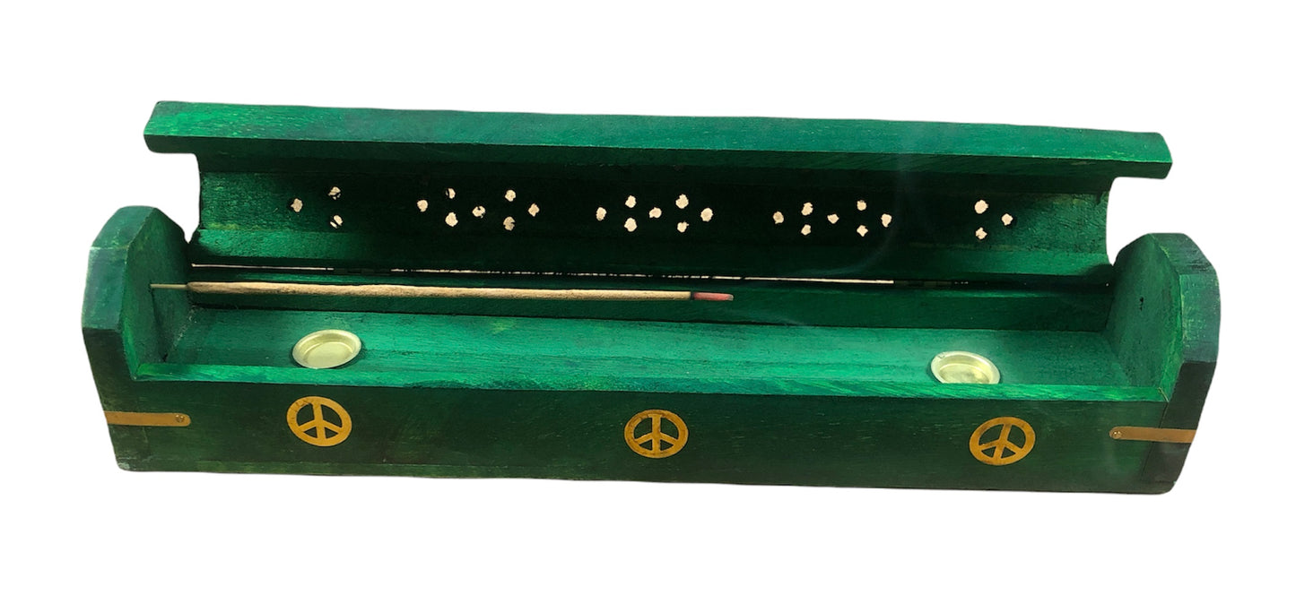 Incense Burner -Green Color Coffin Box Style -(12 Pieces) @$3.33/each