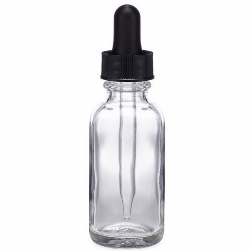 1 oz Boston Round Clear Bottle With Dropper