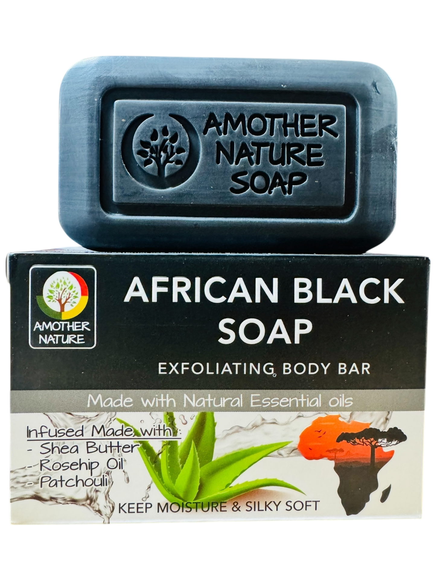 African Black Soap- Exfoliating Body Bar -(6 Pieces)