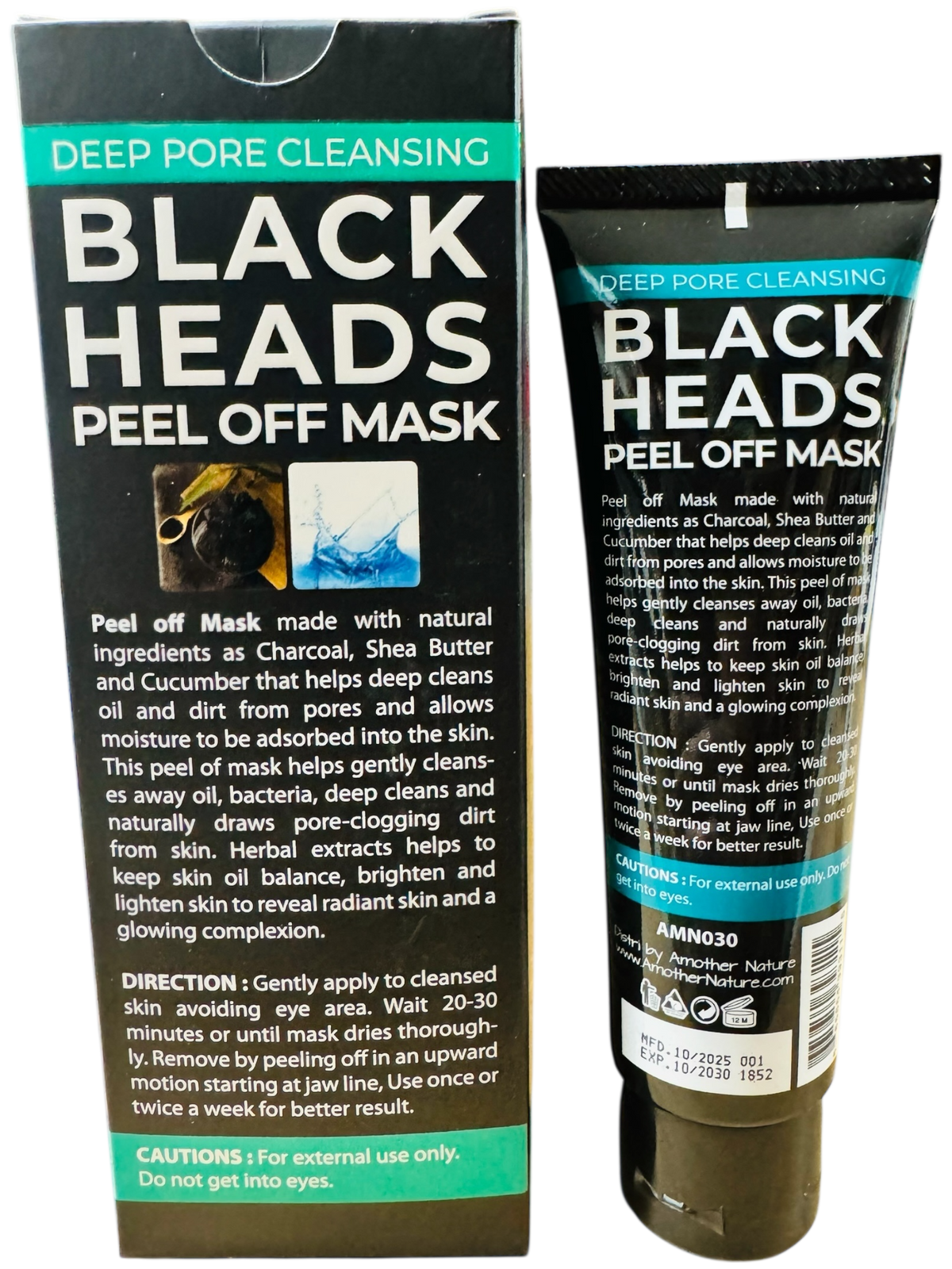 Black Heads Peel Off Mask -Infuse with Activated Charcoal, Shea Butter & Cucumber -(6 Pieces) @ $4.75/each (Copy)