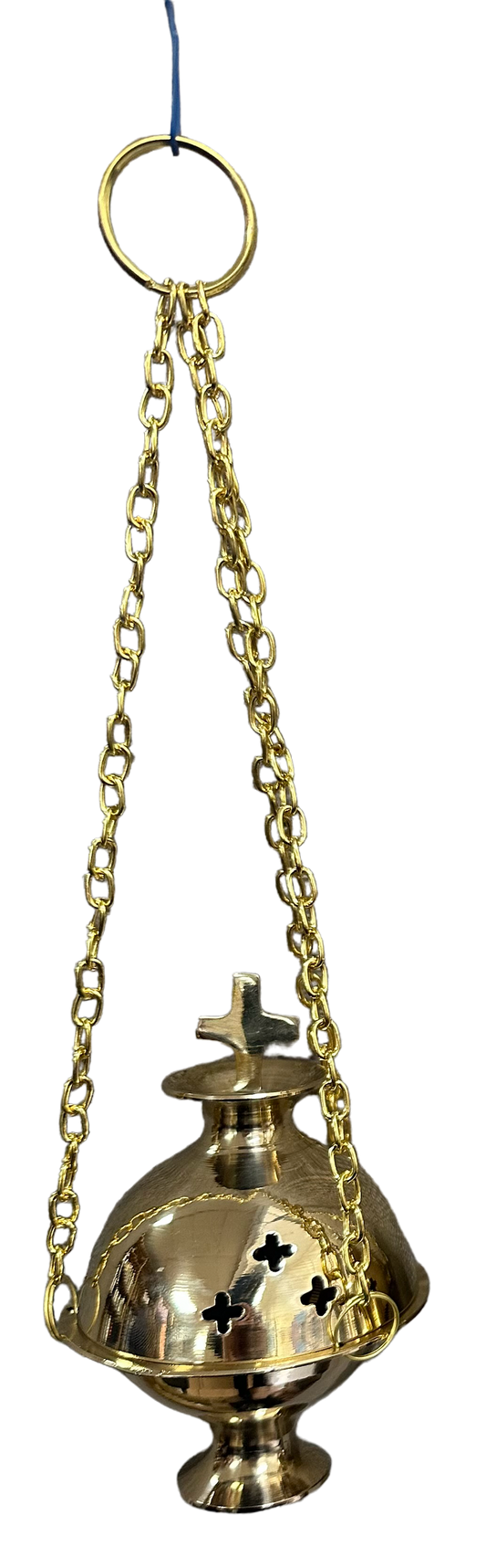 Traditional Charcoal Resin Burner Hanging Chain with Cross -(Small Size) -(4 Pieces) @ $7.75/each
