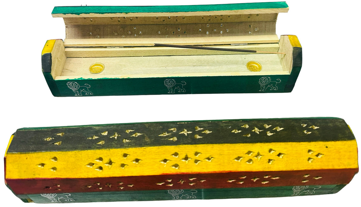 Incense Burner -Rasta Color Coffin Box Style -(12 Pieces) @$3.65/each