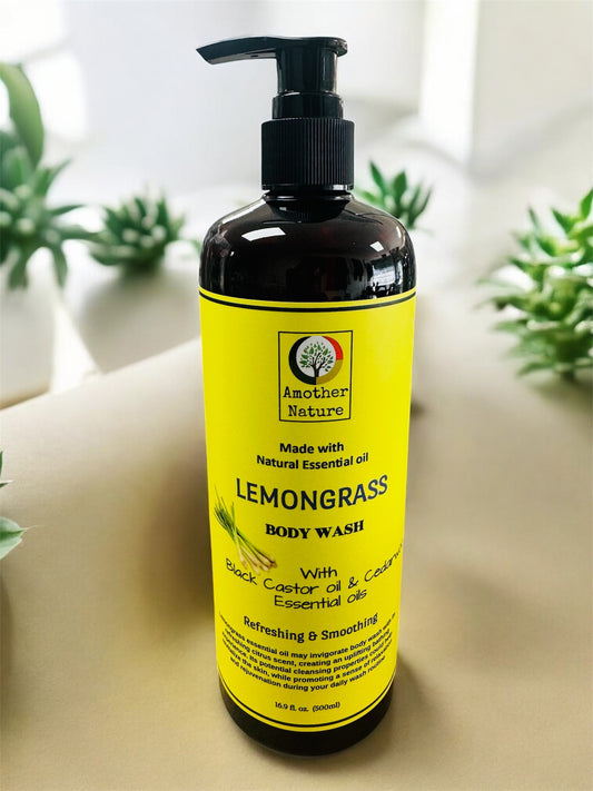 Lemongrass -Body Wash Infuse with Black Castor oil & Cedarwood Essential oil -(6 Pieces) @ $4.75/each