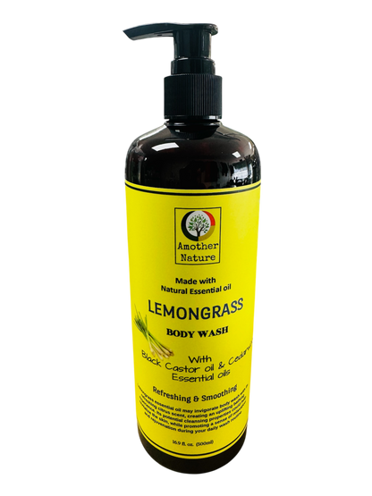 Lemongrass -Body Wash Infuse with Black Castor oil & Cedarwood Essential oil -(6 Pieces) @ $4.75/each