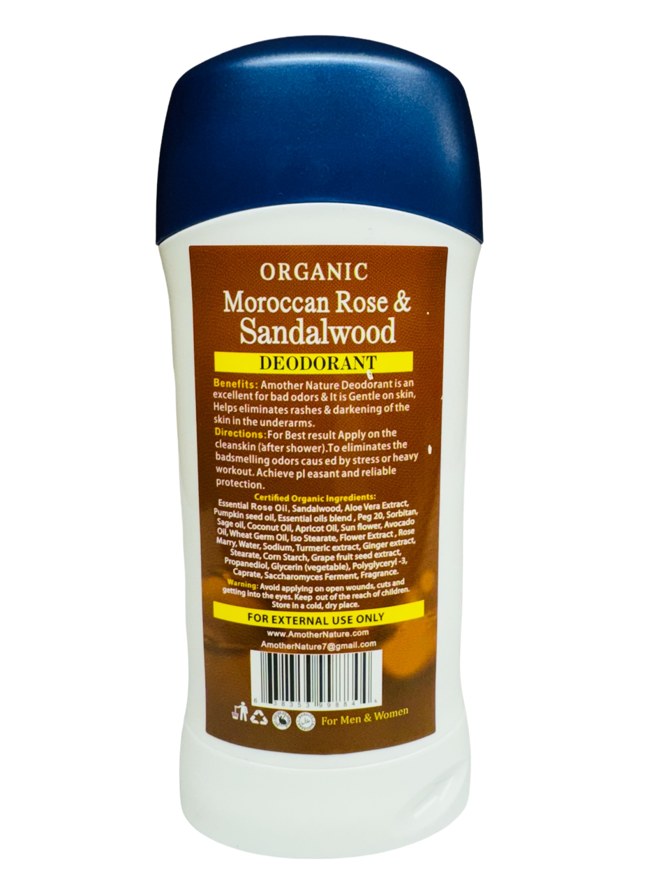 Moroccan Rose with Sandalwood Deodorant Organic- (6 Pieces) @ $3.50/each