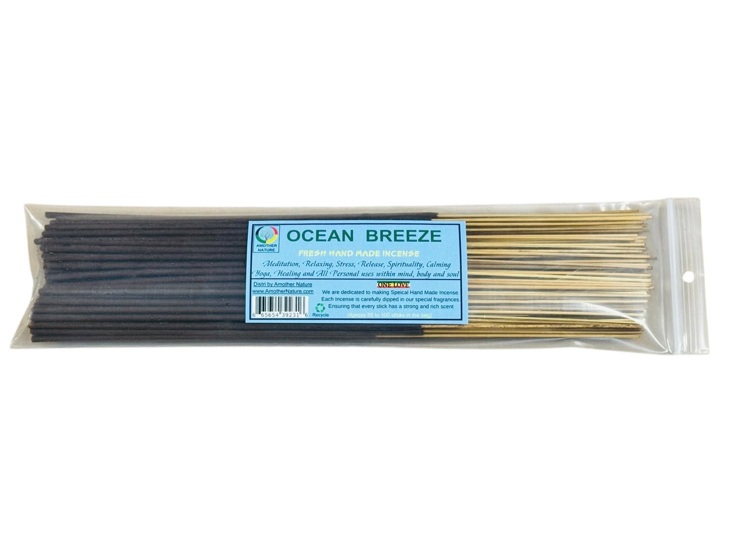 Ocean Breeze Incense -Fresh Hand Made (85-100 Sticks per Pack)- (4 Packs) @ $2.99/pack