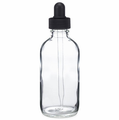 4 oz Boston Round Clear Bottle with dropper