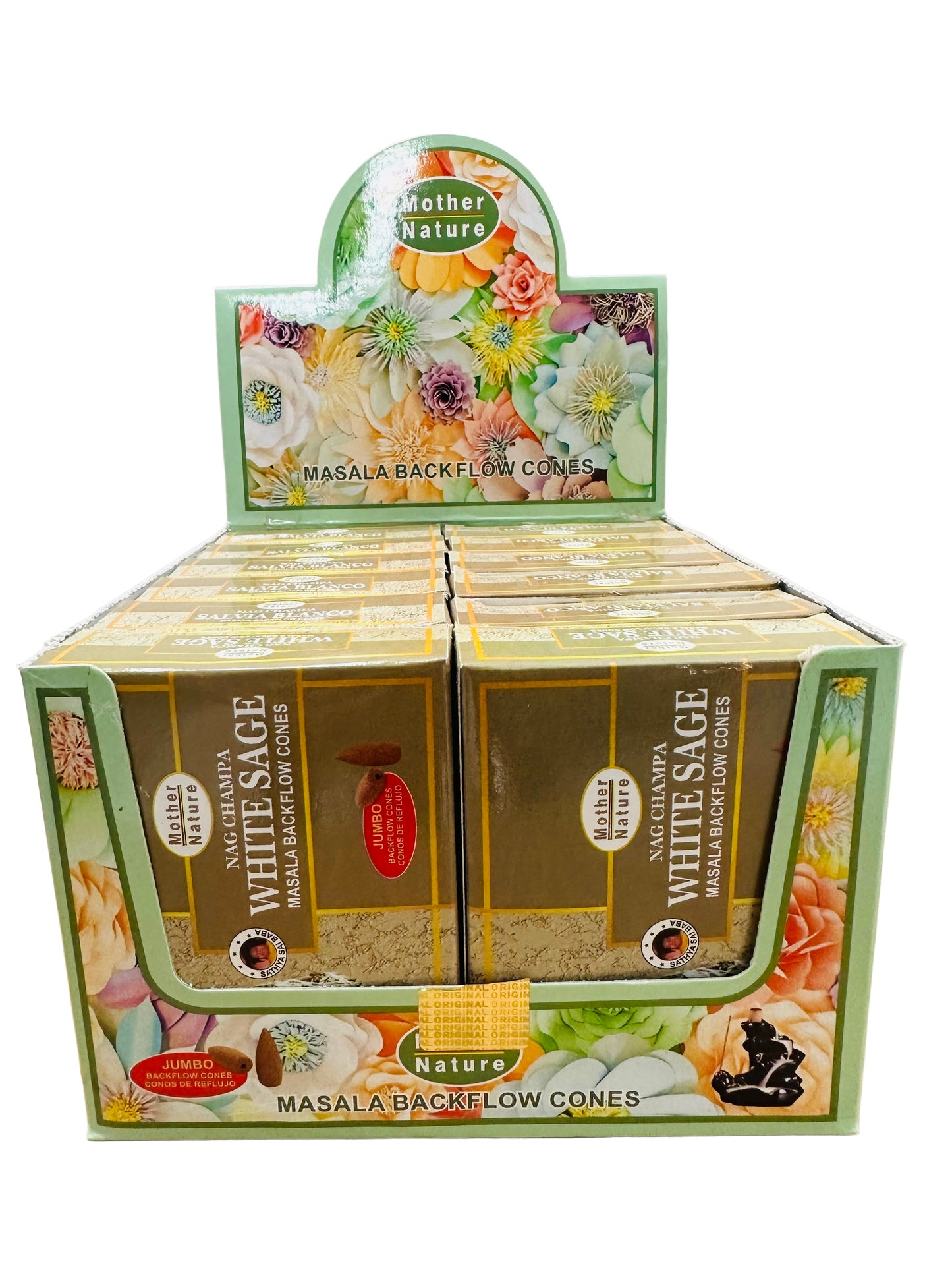 White Sage Backflow Cone Incense (12 Packs Per Box)