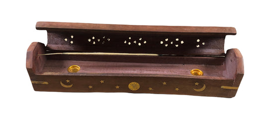 Incense Burner -Brown Color Coffin Box Style -(12 Pieces) @$3.33/each